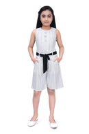 Tiny Girl Round Neck Sleeveless Strip Printed Jumpsuit