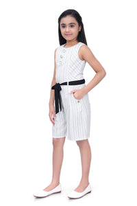 Tiny Girl Round Neck Sleeveless Strip Printed Jumpsuit