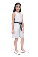 Tiny Girl Round Neck Sleeveless Strip Printed Jumpsuit