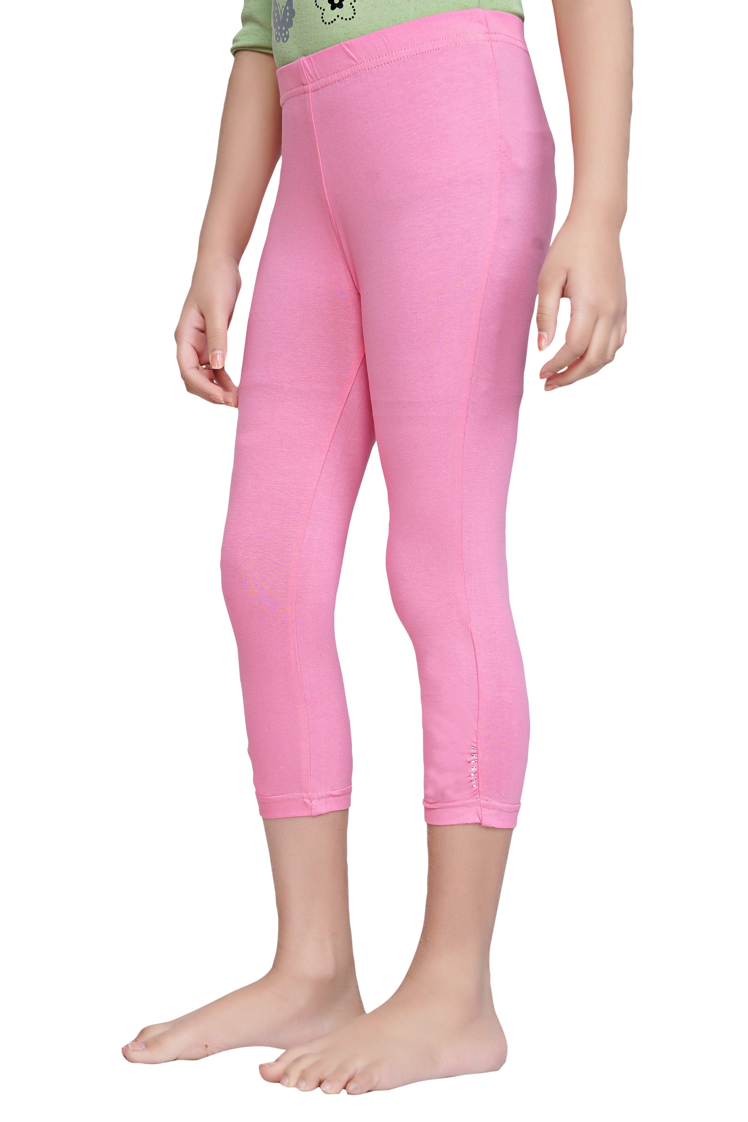 Tiny Girl Pink 3/4th Slim Fit Leggings