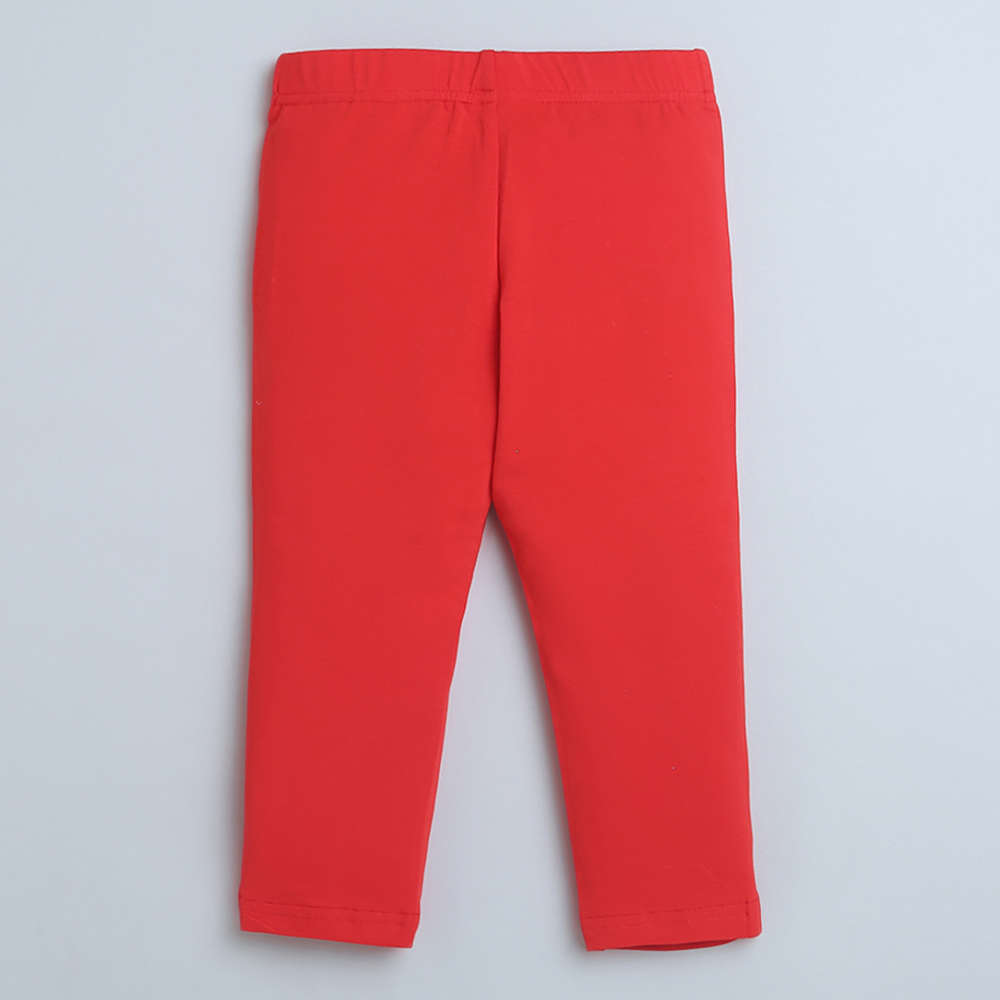 Tiny Girl Red 3/4th Slim Fit Leggings