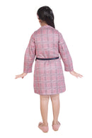 Tiny Girl Onion Pink Checkered Midi Dress with Flower Detail and Belt.