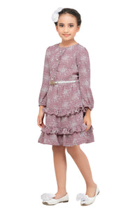 Tiny Girl Round Neck Full Sleeve Party Wear Midi Dress