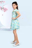 Tiny Girl Floral Printed Flutter Sleeve Fit & Flare Dress