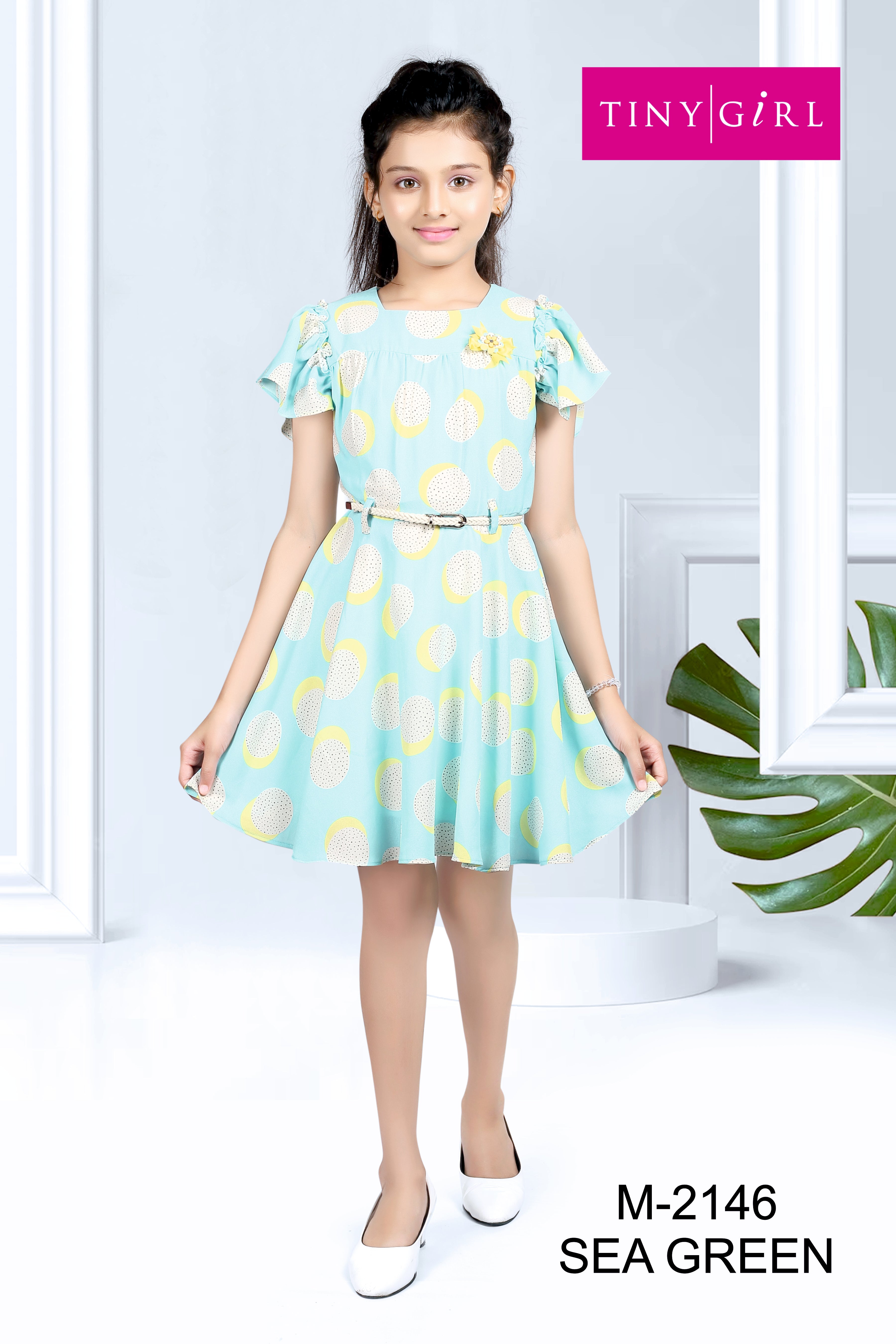 Tiny Girl Floral Printed Flutter Sleeve Fit & Flare Dress