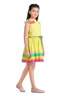 Tiny Girl Lemon Pleated Multicolour Midi Dress