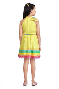 Tiny Girl Lemon Pleated Multicolour Midi Dress