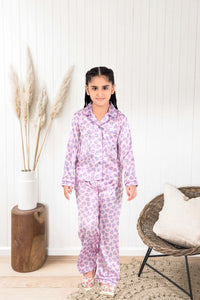 Barbie Printed Night Suit with Full Pant - Purple