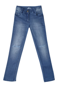 Tiny Girl Full Length Denim Pant With Torn Effect