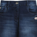 Tiny Girl Denim Pant Adorned With Fancy Peach Colored Sticker