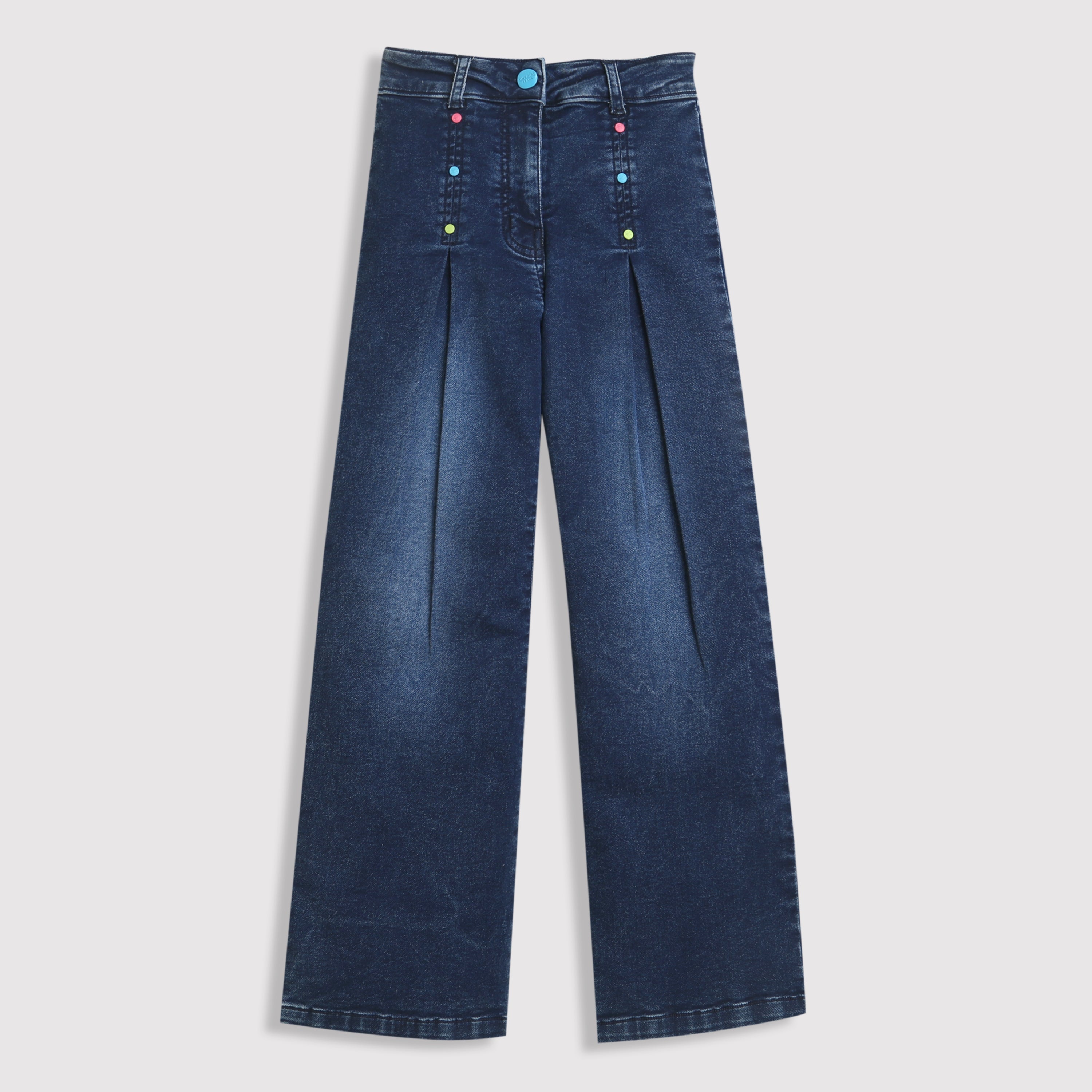 Tiny Girl Straight Fit Denim Pant With Colourful Stud & Button