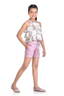 Tiny Girl Spaghetti Strap Top Paired With Comfortable Shorts