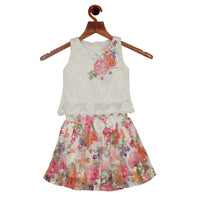 Lacy Top With Floral Skirt Set