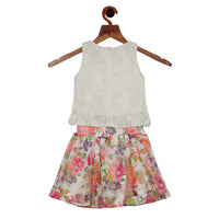 Lacy Top With Floral Skirt Set