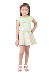 Tiny Girl Round Neck Half Sleeve Knee Length Top & Skirt Set