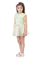 Tiny Girl Round Neck Half Sleeve Knee Length Top & Skirt Set