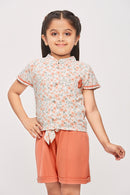 Tiny Girl Cleanieas Collar Shirt With Bow Pocket With Belt Set