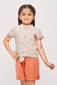 Tiny Girl Cleanieas Collar Shirt With Bow Pocket With Belt Set