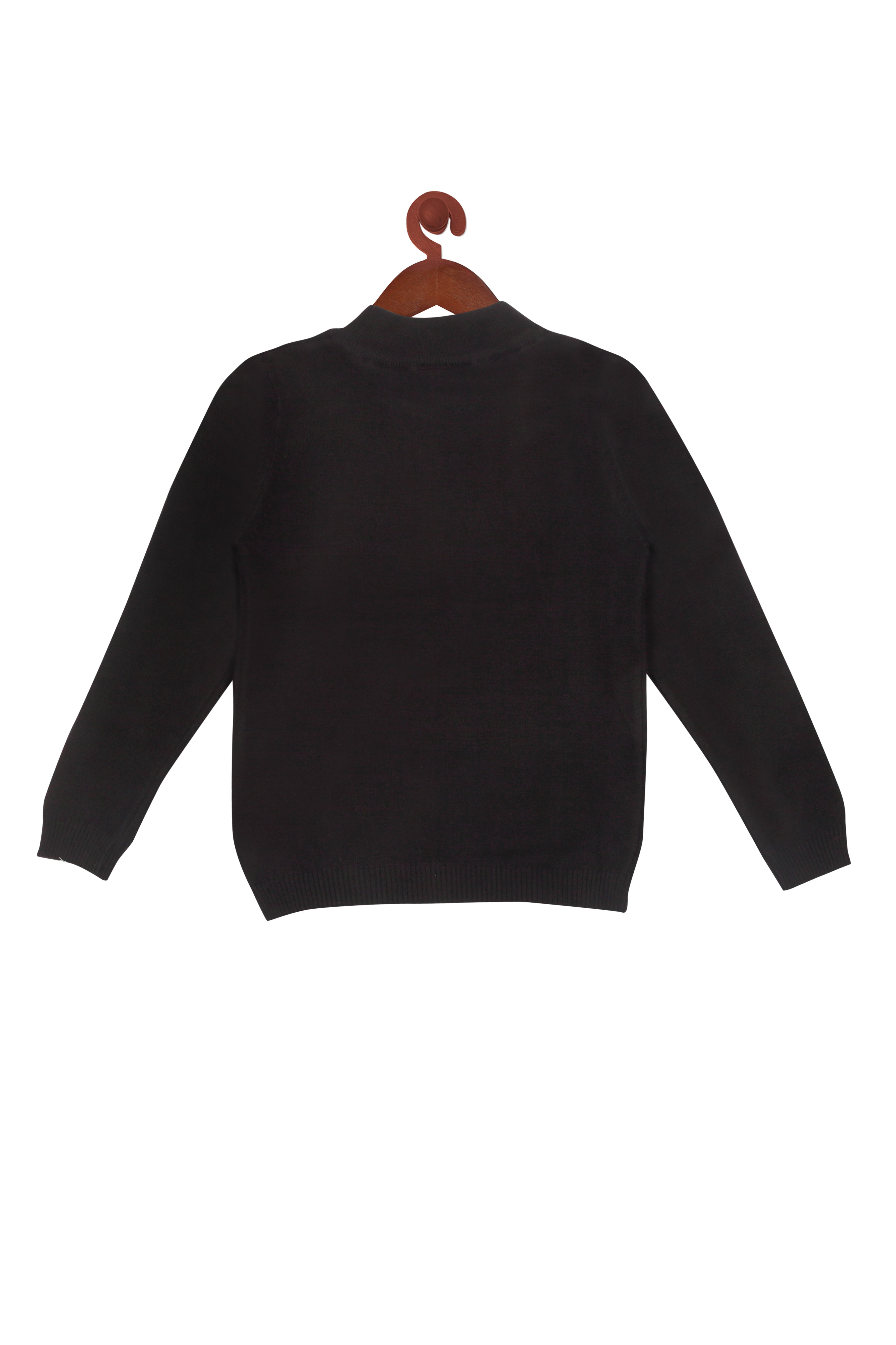 Tiny Girl Black Round Neck Full Sleeves Sweater