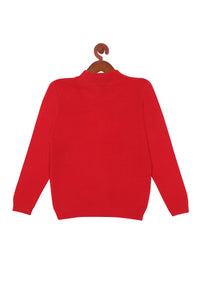 Tiny Girl Red Round Neck Full Sleeves Sweater