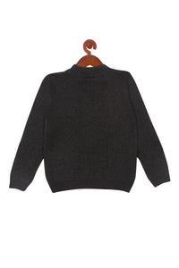 Tiny Girl Black Colour Crew Flat Knit Sweater