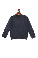 Tiny Girl Navy Colour Crew Flat Knit Sweater