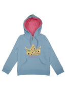 Tiny Girl Sky Blue Hooded Sweatshirt With Golden Crown Print