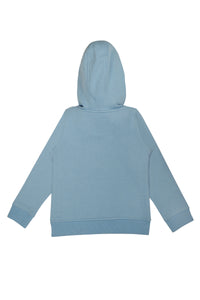 Tiny Girl Sky Blue Hooded Sweatshirt With Golden Crown Print