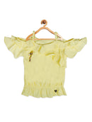 Tiny Girl Cap Sleeve Frill On Sleeve  Lemon Top