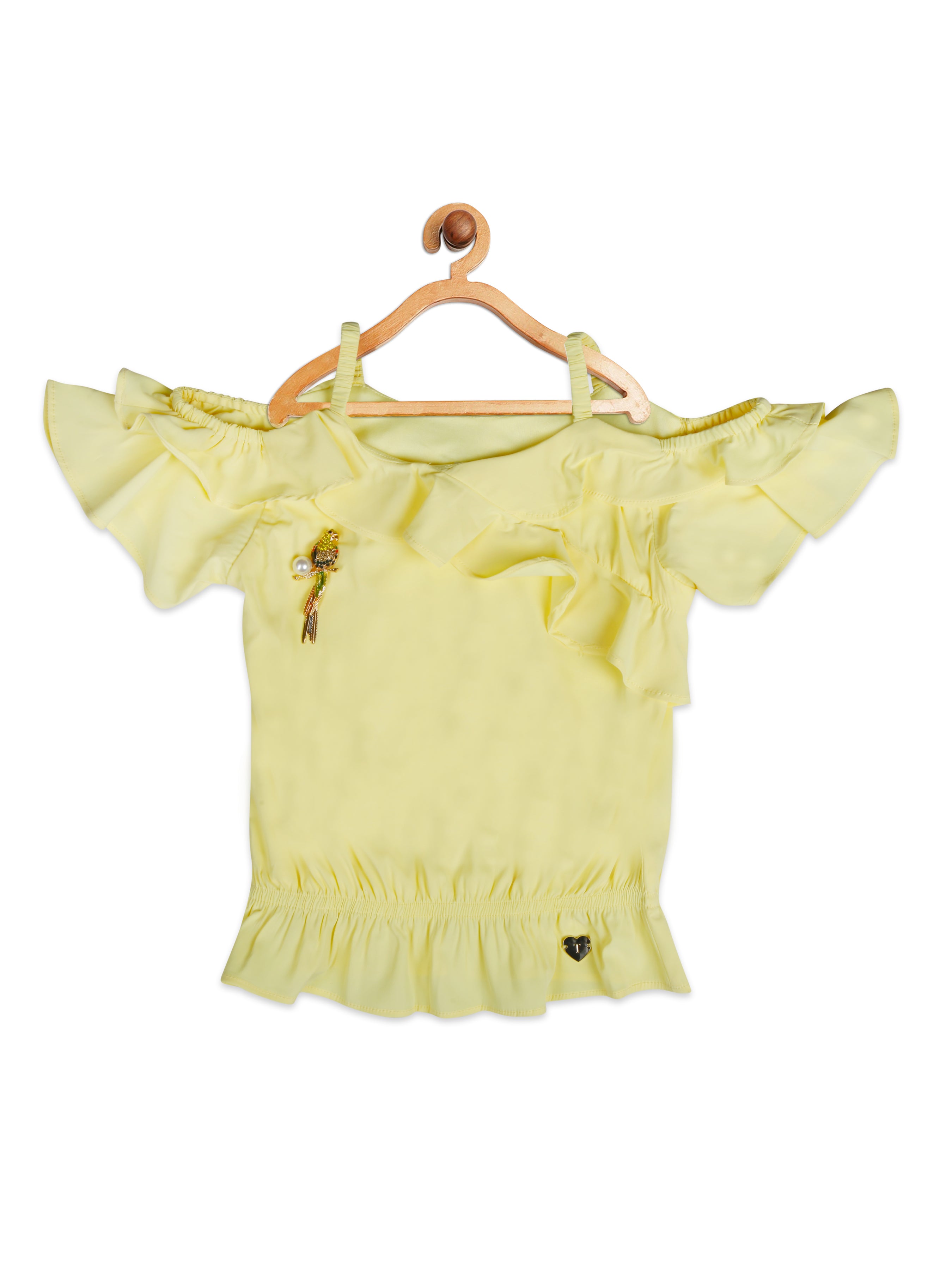 Tiny Girl Cap Sleeve Frill On Sleeve  Lemon Top