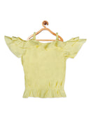 Tiny Girl Cap Sleeve Frill On Sleeve  Lemon Top