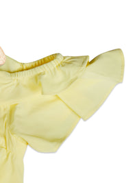 Tiny Girl Cap Sleeve Frill On Sleeve  Lemon Top