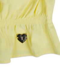 Tiny Girl Cap Sleeve Frill On Sleeve  Lemon Top