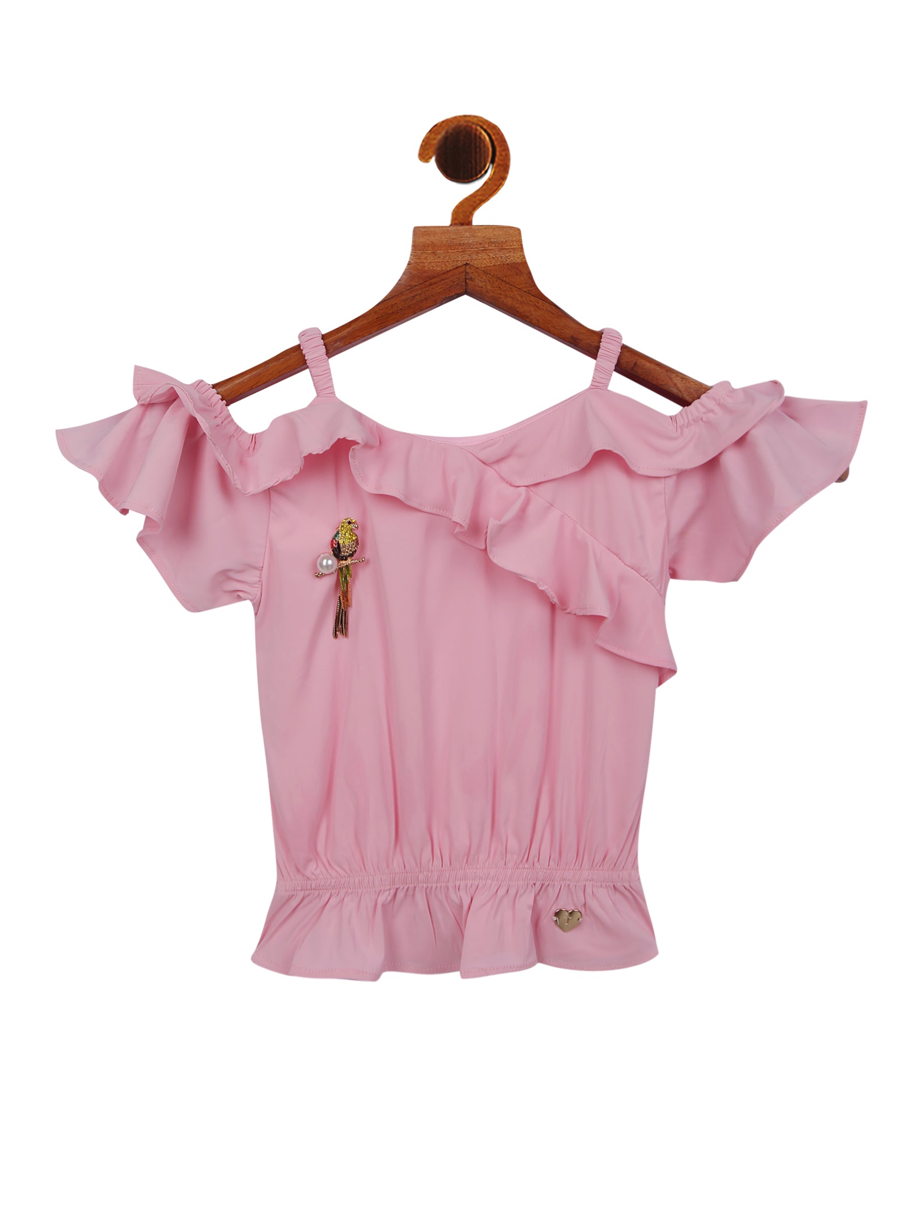 Tiny Girl Cap Sleeve Frill On Sleeve Pink Top