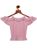 Tiny Girl Cap Sleeve Frill On Sleeve Pink Top