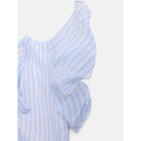 Ruffle Sleeve Knot Neck V Neck  Stripped Top