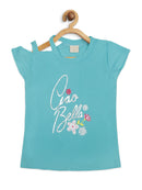 Tiny Girl Cap Sleeve Knitted Cotton Printed Top