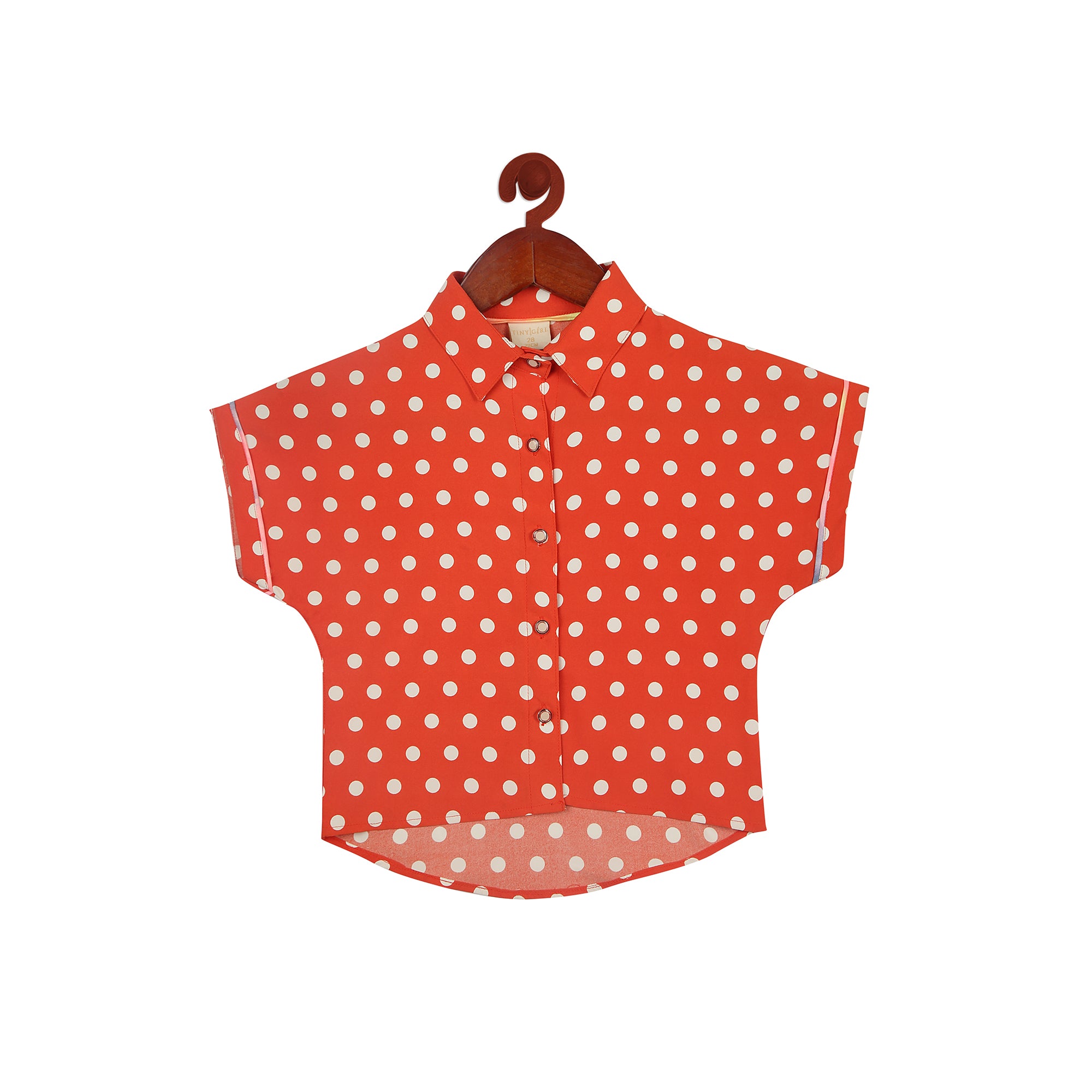 Polka Dot Cap Sleeve Shirt In Rust