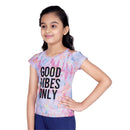 Tiny Girl Knitted Polyester Printed Hand Cap Sleeves Top