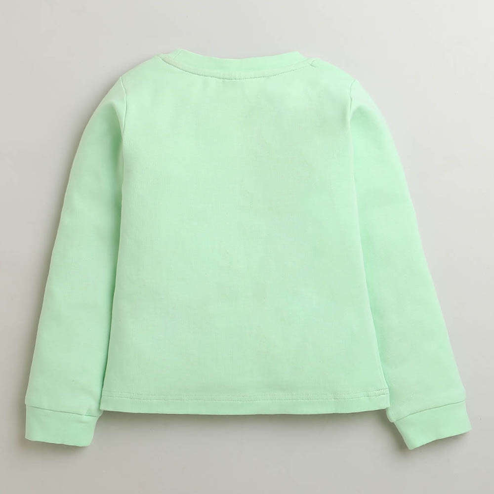 Tiny Girl Vibrant Light Green Round Neck T-shirt Full Sleeves