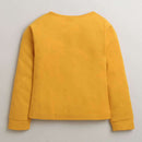 Tiny Girl Long Sleeved Mustard T-Shirt With Golden Sequins & Print On Front