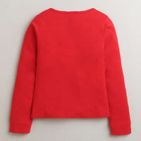 Tiny Girl Long Sleeved Red T-Shirt With Golden Sequins & Print On Front