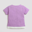 Girls Half Sleeves Top Adorn With Glitter Print