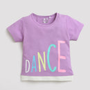 Girls Half Sleeves Top Adorn With Glitter Print