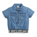 Tiny Girl Blue Denim Front Open Half Sleeves Top