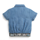 Tiny Girl Blue Denim Front Open Half Sleeves Top