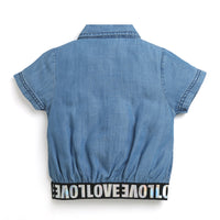 Tiny Girl Blue Denim Front Open Half Sleeves Top