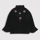 Tiny Girl High Neck Flare Sleeves Wone Top Adorn With Flower Work