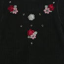 Tiny Girl High Neck Flare Sleeves Wone Top Adorn With Flower Work