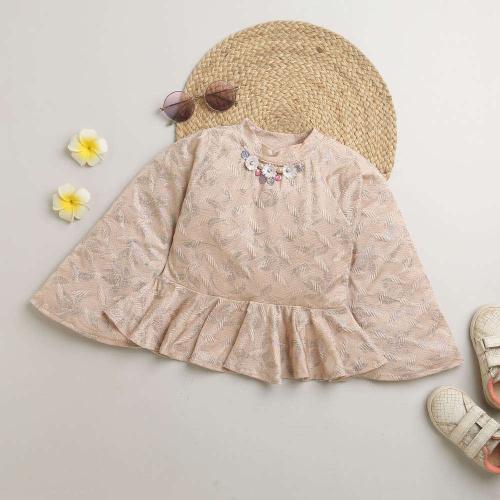 Tiny Girl Fawn Top Reglan Bell Sleeves With Elegance In Mind